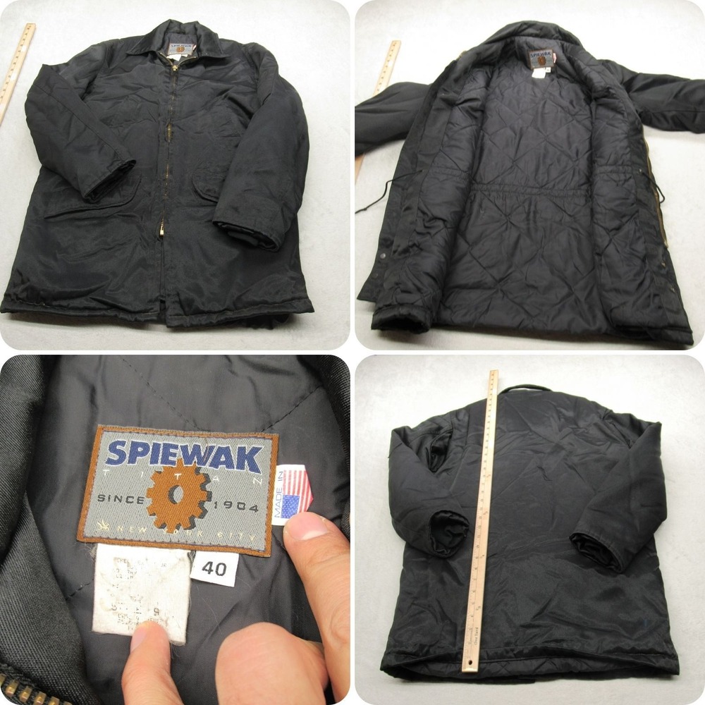 Spiewak Jacket Men Large 40 Black Quilt Lined Waterproof Insulated Parka USA